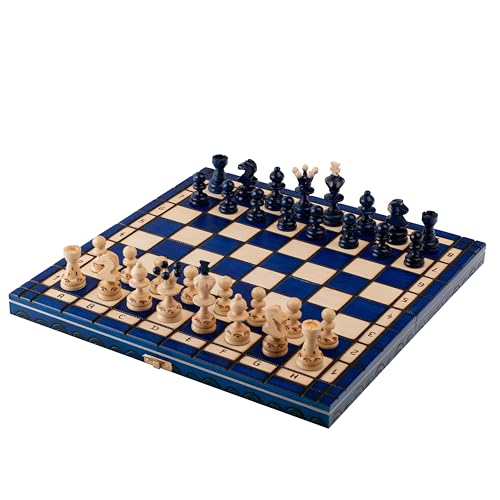 Schachbrett Holz Hochwertig | Master of Chess Schachspiel Holz Grün | Chess Set 35cm | Handgefertigt Schachbrett Holz Klappbar mit Figuren - Klassisches Familienschach von Master of Chess