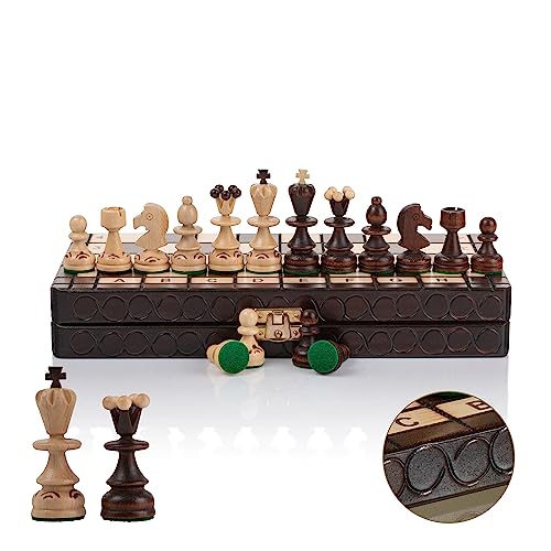 Schachbrett mit Figuren | Master of Chess Schachspiel Holz Braun | Chess Set 35cm | Schachbrett Holz Hochwertig - Handgefertigt Tragbares Familienschach Schachbrett mit Figuren | Master of Chess Schachspiel Holz Braun | Chess Set 35cm | Schachbrett Holz Hochwertig - Handgefertigt Tragbares Familienschach von Master of Chess