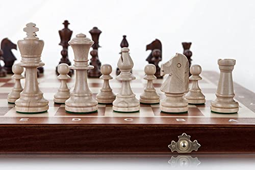 Professionelles Tournament Schach Spiel Set NO. 5 | Master Of Chess | Edles Schachbrett Groß 48cm | Mahagoni und Sykomore Schachspiel Holz Hochwertig - Staunton Chess Set für Alle von Master of Chess
