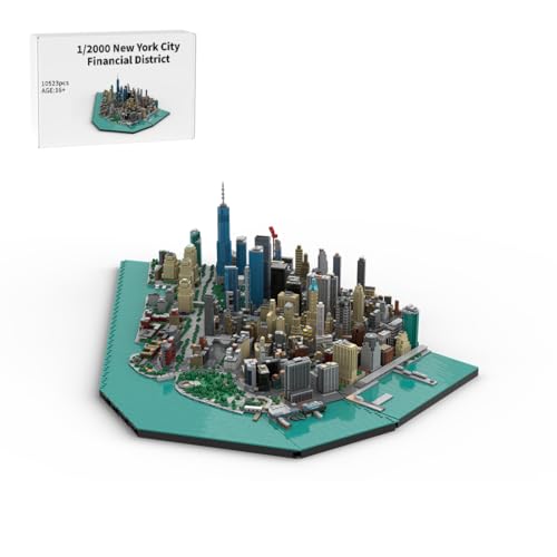MasterBrickPlay Architektur Bausteine Bausatz, 10523 Klemmbausteine Architektur Maßstab 1:2000 Finanzviertel von Manhattan, Modular Building Konstruktionsspielzeug Geschenk für Erwachsene von MasterBrickPlay
