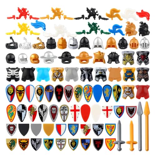 MasterBrickPlay Military Weapons Set, Mittelalterlicher Ritterschild Medieval Ancient Ancient Rome Greek Egypt Weapon Package Accessory Kit Knight Weapons Toy Set (93PCS) von MasterBrickPlay