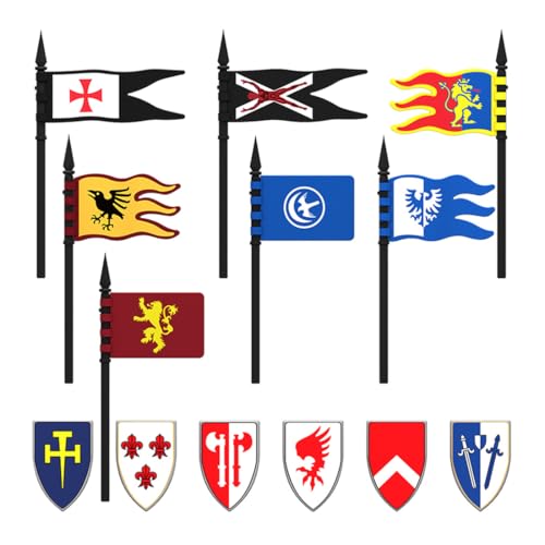 MasterBrickPlay Military Weapons Set, Mittelalterliches Schild und Banner Medieval Ancient Ancient Rome Greek Egypt Weapon Package Accessory Kit Knight Weapons Toy Set (13PCS) von MasterBrickPlay