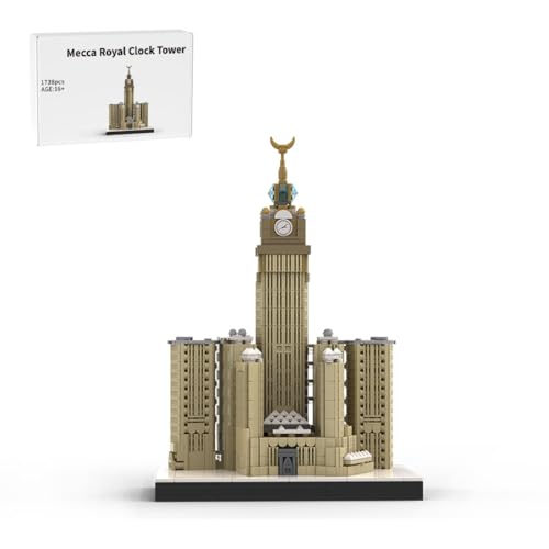 MasterBrickPlay Modular Haus Bausteine Modell, 1738 Klemmbausteine Mekka Königlicher Uhrenturm Architektur Modellbausatz, MOC Modular Buildings Bausatz Konstruktionsspielzeug von MasterBrickPlay
