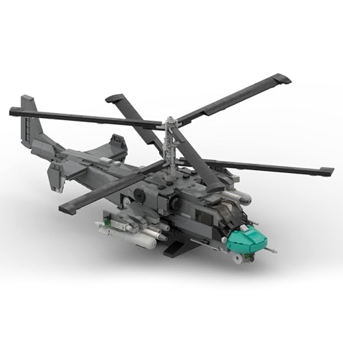 MasterBrickPlay Technik Helikopter Bausatz, Kamov KA-52 Militärkopter MOC Flugzeug Bausteine, 1039 Teile Technik Hubschrauber Klemmbausteine Geschenk für Erwachsene von MasterBrickPlay