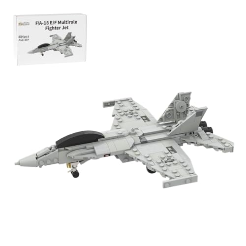 MasterBrickPlay Technik Hubschrauber Bausteine Kit, F/A-18 E/F im Maßstab 1/70 Kämpfer MOC Flugzeug Spielzeug, MOC-201515 Militär Helikopter Klemmbausteine Geschenke (484 Teile) von MasterBrickPlay
