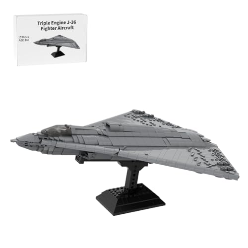 MasterBrickPlay Technik Hubschrauber Bausteine Kit, J-36 Kämpfer Militär Thema MOC Flugzeug Spielzeug, Militär Helikopter Klemmbausteine Geschenke für Erwachsene (1536 Teile) von MasterBrickPlay