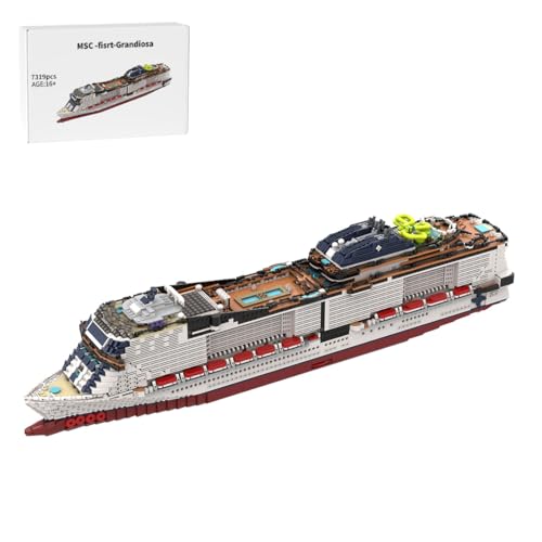 MasterBrickPlay Technik Modellbausatz Schiff, 7319 Italienisches Kreuzfahrtschiff Militär Schlachtschiff Bauspielzeug, Technik Kriegsschiffe Battleship Bausteine für Erwachsene von MasterBrickPlay