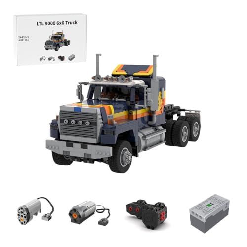 MasterBrickPlay Technik Truck Bausteine Kit, 1/17 LTL 9000 6x6 Military Crane Truck Konstruktionsspielzeug für Sammler und Tech Fans (2443PCS) von MasterBrickPlay