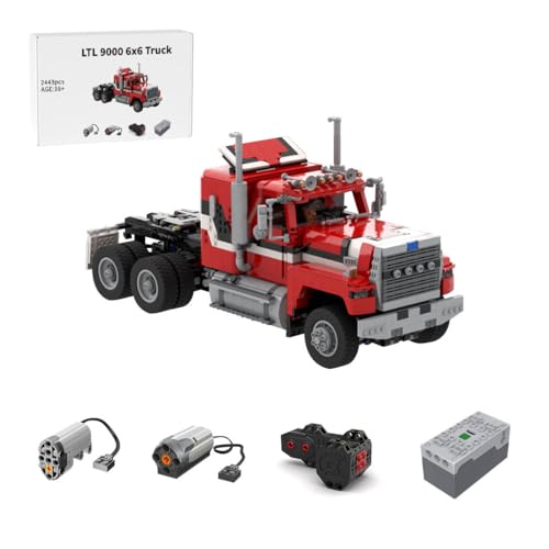 MasterBrickPlay Technik Truck Bausteine Kit, 1/17 LTL 9000 6x6 Military Crane Truck Konstruktionsspielzeug für Sammler und Tech Fans (2443PCS) von MasterBrickPlay