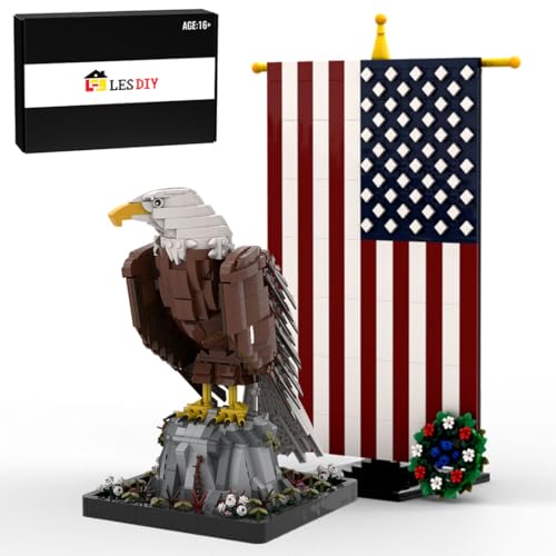 MasterBrickPlay Vogel Kleine Bausteine, 1965 Klemmbausteine Amerikanischer Adler Vogel Bausatz Baustein Set, Tier Themen Kollektion Bausteinspielzeug, niedliche Wohnkultur von MasterBrickPlay