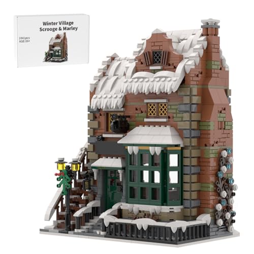 Modular Haus Bausteine Modell, 1841 Klemmbausteine Architektur Modellbausatz, MOC Modular Buildings Winter Modular Weihnachten Schnee Bausatz Konstruktionsspielzeug für Erwachsene von MasterBrickPlay