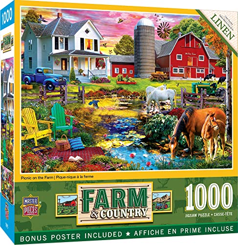 MasterPieces Puzzle mit 1000 Teilen für Erwachsene, Familie oder Kinder – Picknick auf dem Bauernhof – 48,9 x 67,9 cm von MasterPieces