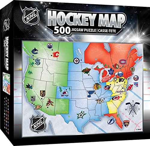 MasterPieces Sportpuzzle - Alle Teams 500 Teile Puzzle für Erwachsene - NHL League Hockey Map - 21 x 15 von MasterPieces