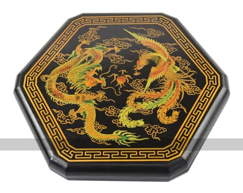Chinese Checkers in Leatherette Box with Wooden Marbles (Black Dragons and Phoenix Design) von Masters Traditional Games
