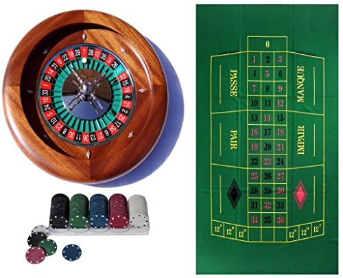 Dal Negro Home Roulette Set - Mahogany 36cm Roulette Wheel Game Set with 200 Casino Chips, Roulette Mat - Home Casino Set - Casino Games and Equipment von Masters Traditional Games