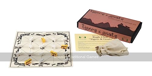 Masters Bagh-Chal Tigers and Goats Board Game - Cloth Board with Wooden Tiger and Goat Pieces - Moving Tigers Nepalese Game von Masters Traditional Games