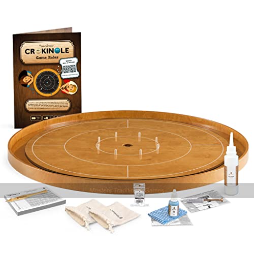 Masters Crokinole Tournament Board - Beech and Beech (with Discs, Powder and Hanging kit) von Masters Traditional Games