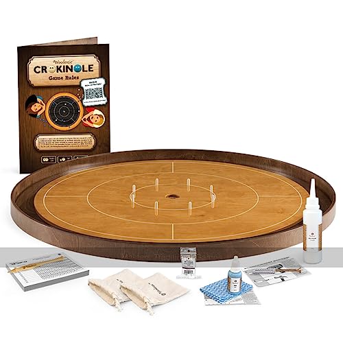 Masters Crokinole Tournament Board - Beech and Walnut (with Discs, Powder and Hanging kit) von Masters Traditional Games