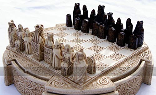 Masters Traditional Games Isle of Lewis Chess Set - Compact 9 inches Cream Cabinet von Masters Traditional Games