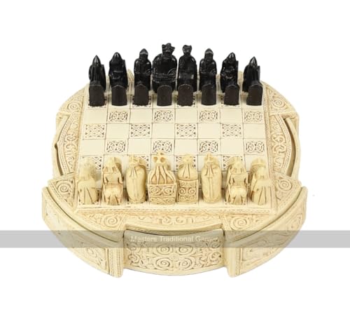 Masters Traditional Games Isle of Lewis Chess Set - Compact 9 inches Cream Cabinet von Masters Traditional Games