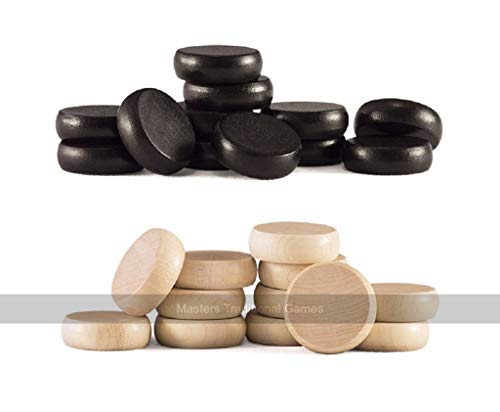 Masters Traditional Games Set of Crokinole disks (12 Black, 12 Natural Wood Plus 2 spares) von Masters Traditional Games