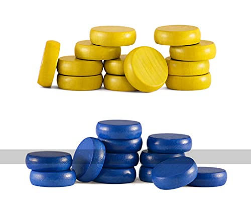 Masters Traditional Games Set of Crokinole disks (12 Blue, 12 Yellow Plus 2 spares) von Masters Traditional Games
