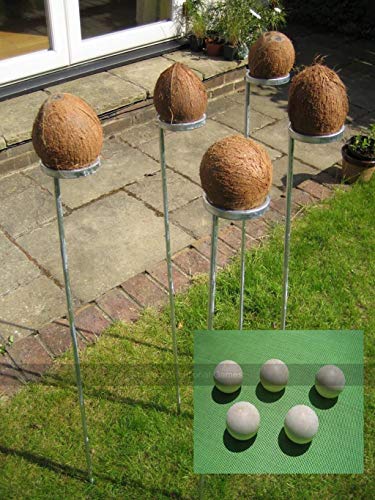 Masters Traditional Games Standard Coconut Shy Bundle. 5 Coconut Shy Posts and 15 Wooden Balls von Masters Traditional Games