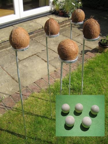 Masters Traditional Games Standard Coconut Shy Bundle. 5 Coconut Shy Posts and 15 Wooden Balls von Masters Traditional Games
