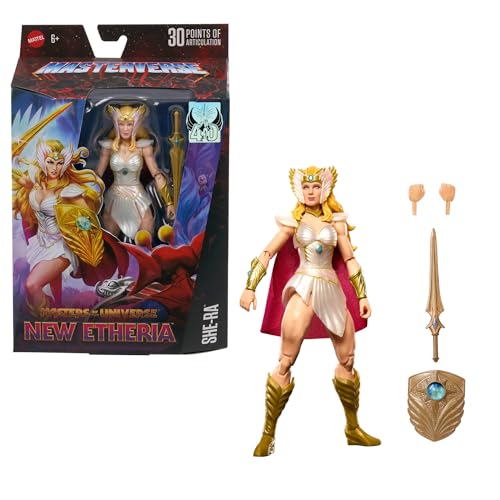 Masters of the Universe Masterverse New Etheria She-Ra-Actionfigur, ca. 18 cm großes Motu-Spielzeug, 30 Bewegungspunkte, austauschbare Hände, weicher Stoffumhang, Schild, Schwert, JBP83 Masters of the Universe Masterverse New Etheria She-Ra-Actionfigur, ca. 18 cm großes Motu-Spielzeug, 30 Bewegungspunkte, austauschbare Hände, weicher Stoffumhang, Schild, Schwert, JBP83 von Masters of the Universe