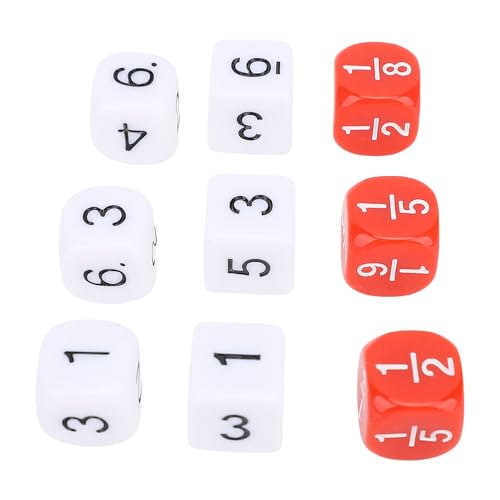 Bildungsfraktion Würfelfraktion Würfel Nummeriert, 30 Prozent Würfel Set weiß Rote Farbe 6 -Seiten -Standard -Dices Pädagogische 16 -mm -Kunststoffwürfel für Brettspiele Math von Masyrt