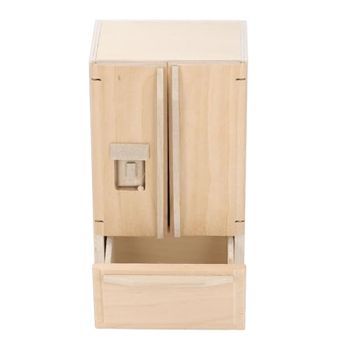 Holz Miniaturpuppe Kühlschrank, 1:12 Puppenhaus Mini Kühlschrank, Exquisite Birkenholz Küchendekor Miniaturkühlschrank mit Dekoration, DIY Holz Miniaturpuppe Kühlschrank, 1:12 Puppenhaus Mini Kühlschrank, Exquisite Birkenholz Küchendekor Miniaturkühlschrank mit Dekoration, DIY von Masyrt