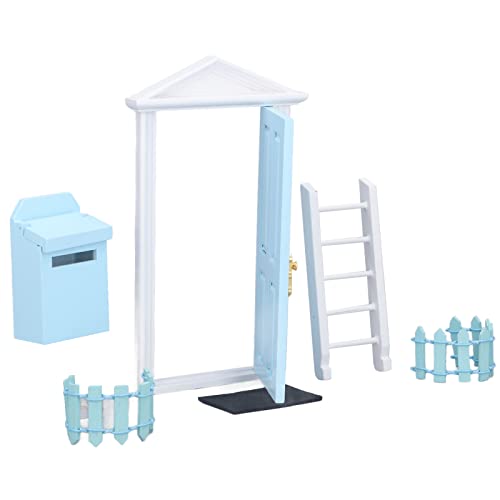 Masyrt 1:12 MINI MINI HOLZENTOTH ATORY Tor Set für Dollhouse, Exquisite Verarbeitung, Lebendige Details, Gesättigte Farbe, Puppenhaus -Miniaturzubehör (Blau) von Masyrt