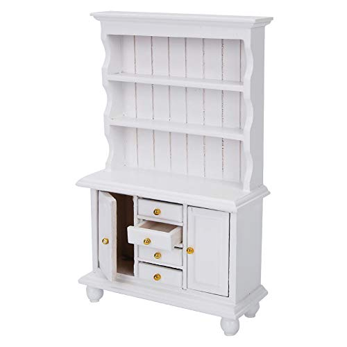 Masyrt 1:12 Miniaturpuppenhausschrank, DREI Schichten Holz -Display -Bücherregal, Realistische Möbelzubehör für Doll House (Weiß) von Masyrt