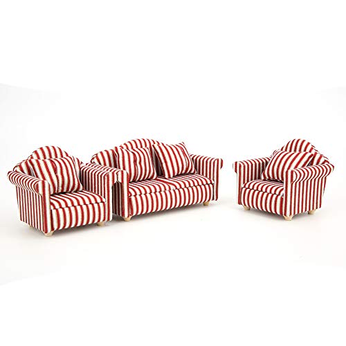 Masyrt 1:12 Puppenhaus -Miniatur -Miniatur 3 teiliges Gestreiftes Sofa Set mit 4 Kissen, Orange Rotem Gold, für Puppenhausdekoration und Mini Möbelzubehör Masyrt 1:12 Puppenhaus -Miniatur -Miniatur 3 teiliges Gestreiftes Sofa Set mit 4 Kissen, Orange Rotem Gold, für Puppenhausdekoration und Mini Möbelzubehör von Masyrt