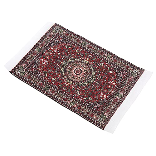 Masyrt 1:12 Skala Dollhouse Gewebter Teppich, Miniaturteppich für Puppenhausdekoration, Kindergeschenk und Accessoires (Roter Satin) von Masyrt