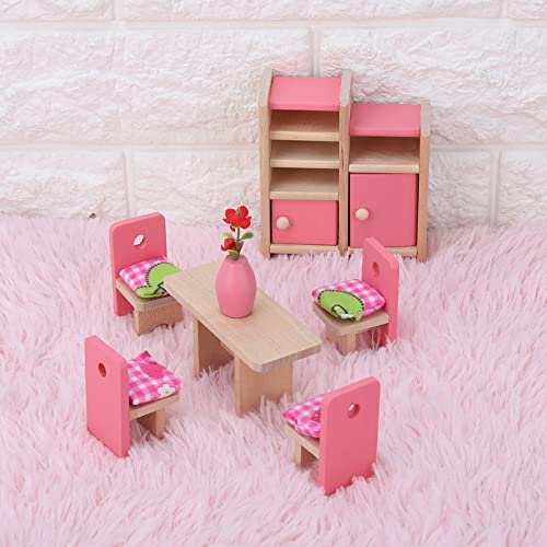 Masyrt 1:12 Skalierende Farbenfrohe Hölzerne Miniaturmöbelset, Lebensechter Puppenhauszubehör für Doll House Dekoration (Esszimmer) von Masyrt