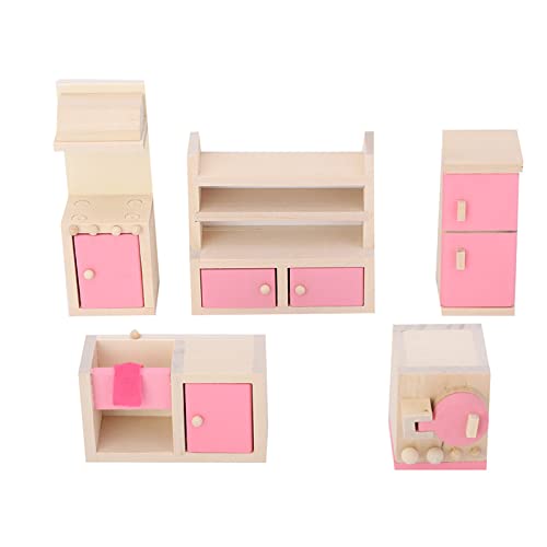 Masyrt 1:12 Skalierende Farbenfrohe Hölzerne Miniaturmöbelset, Lebensechter Puppenhauszubehör für Doll House Dekoration (Küche) von Masyrt