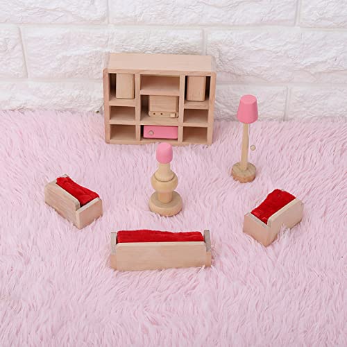 Masyrt 1:12 Skalierende Farbenfrohe Hölzerne Miniaturmöbelset, Lebensechter Puppenhauszubehör für Doll House Dekoration (Wohnzimmer) von Masyrt