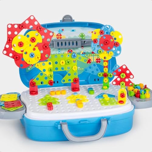 Masyrt 3D Electric Bohrspielzeugset, Elektrobohrergebäudespielzeug, 3D -Spielsachen, Baubau Block Kit Bildungsspielzeug für Kinder, DIY Construction Build Set für Kinder Junge Mädchen von Masyrt
