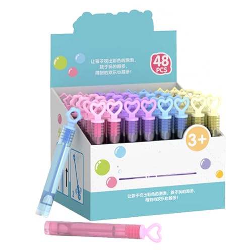 Masyrt 48 Packblasenstäbe für, Sternherzblumenformblasenstab, Bubble Sticks 360 ° Rotation, für Sommer Outdoor Aktivität Party Geburtstag (Bubble -Zauberstab) von Masyrt