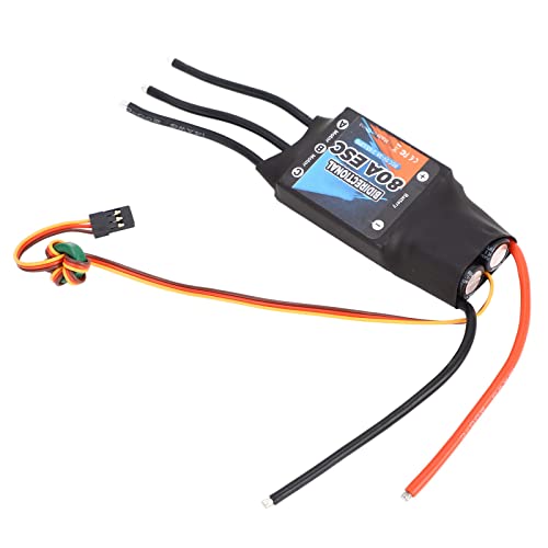 Masyrt BI Directional 80A Bürstenloser ESC mit 5 V 3A Plug & Play Electric Speed ​​Controller für RC -Autos, Boote und Unterwasserträger, Schwarz von Masyrt