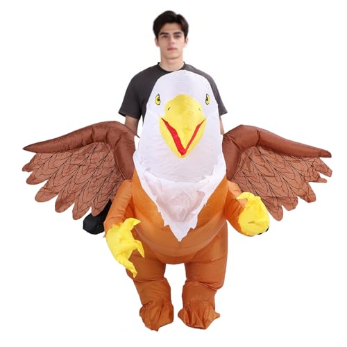 Masyrt Eagle Blasable Kostüm,Luftaufblasanzug Halloween Kostüme,Schnell Aufblühende Erwachsene Blows Kostümanzug,Aufblasbare Adlerkostüme Lustiges Kleid für Männer Frauen Halloween von Masyrt