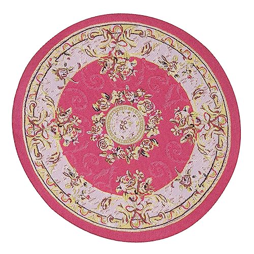 Masyrt Exquisite Vintage Miniatur Gewebt 1:12 Runder Teppich, 6,2 Zoll Durchmesser, Puppenhausdekoration Teppich (#1) von Masyrt
