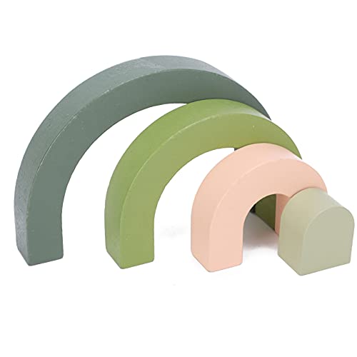 Masyrt Holzstapelblöcke Lernen Spielzeug für Kleinkinder Baby 4 Stück Bright Farb Building Blocks Montessori Nesting Puzzle (Dunkelgrün) von Masyrt