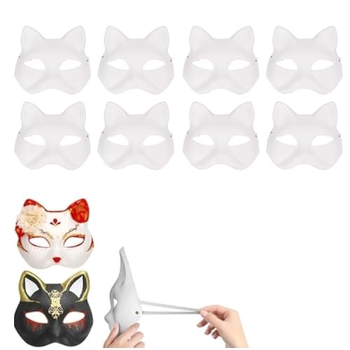 Masyrt Katzenmasken zu Dekorieren,10pcs Katzen -Therian Gesichtsabdeckung Papier DIY Hand Bemalte Tierkatzen Halbe Gesichtsbedeckung mit Pelz und Augennetz für Cosplay -Party Maskerade Masyrt Katzenmasken zu Dekorieren,10pcs Katzen -Therian Gesichtsabdeckung Papier DIY Hand Bemalte Tierkatzen Halbe Gesichtsbedeckung mit Pelz und Augennetz für Cosplay -Party Maskerade von Masyrt