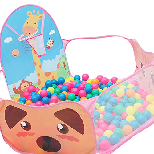 Masyrt Kids Ball Pit,Große Kinderballgruben Zelt mit Basketball Hoop,Faltbare Cartoon Ozeanbällchen Schießbares Kinderspielzeug,Zelthaus Spielzeug für Kinder 120 cm (Bälle Nicht (Rosa) von Masyrt