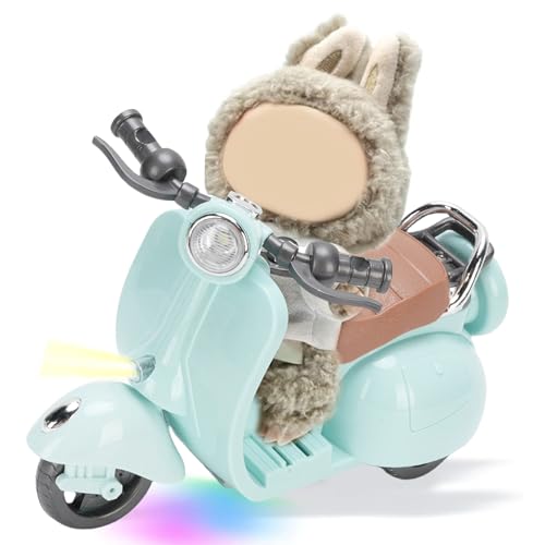 Masyrt Mini Electric Doll Scooter Fahrzeuge Spielzeug,ABS Electric Doll Scooter mit Musiklichtern,Rotierende Puppen Roller Fahrzeuge Spielzeugdesktop Origination,Roller für 17 cm (Blau) von Masyrt