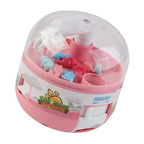 Masyrt Mini-Greifautomat,Mini Dinosaurier Spielzeug Greifautomat mit Dinosaurier Puppen,manueller tragbarer Greifer Tier Preisspender Verkaufsautomat,Spielzeug für Junge und Mädchen (Rosa) von Masyrt
