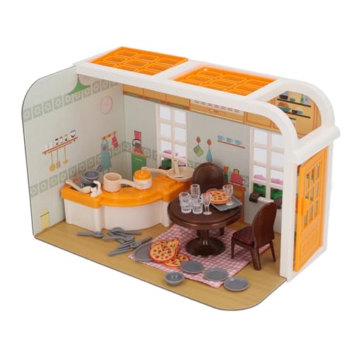 Masyrt Miniaturhaus Kit Dollhouse Spielzeugmodell Miniaturhaus Szene DIY Miniatur House Kit mit Hintergrund für (Küchenset) von Masyrt