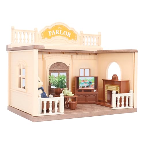 Masyrt Miniaturpollhouse Plastikpuppenhaus Set mit Fernseher, Tee Tisch, Sofa für Einfallsreiches Rollenspiel, Blumentöpfe für Elternkindbindung Masyrt Miniaturpollhouse Plastikpuppenhaus Set mit Fernseher, Tee Tisch, Sofa für Einfallsreiches Rollenspiel, Blumentöpfe für Elternkindbindung von Masyrt